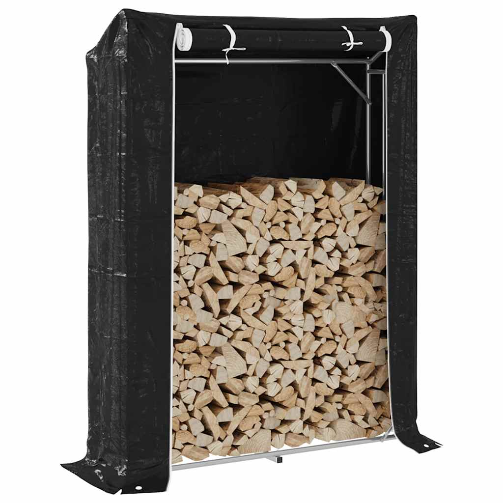 vidaXL Haardhoutrek met regenhoes 100x100x200 cm gegalvaniseerd staal - Aashly