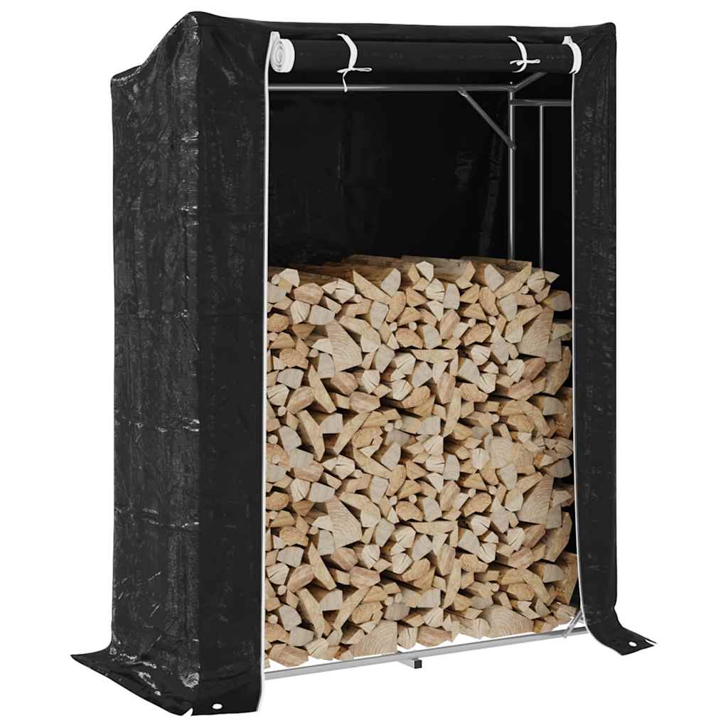 vidaXL Haardhoutrek met regenhoes 100x100x200 cm gegalvaniseerd staal - Aashly