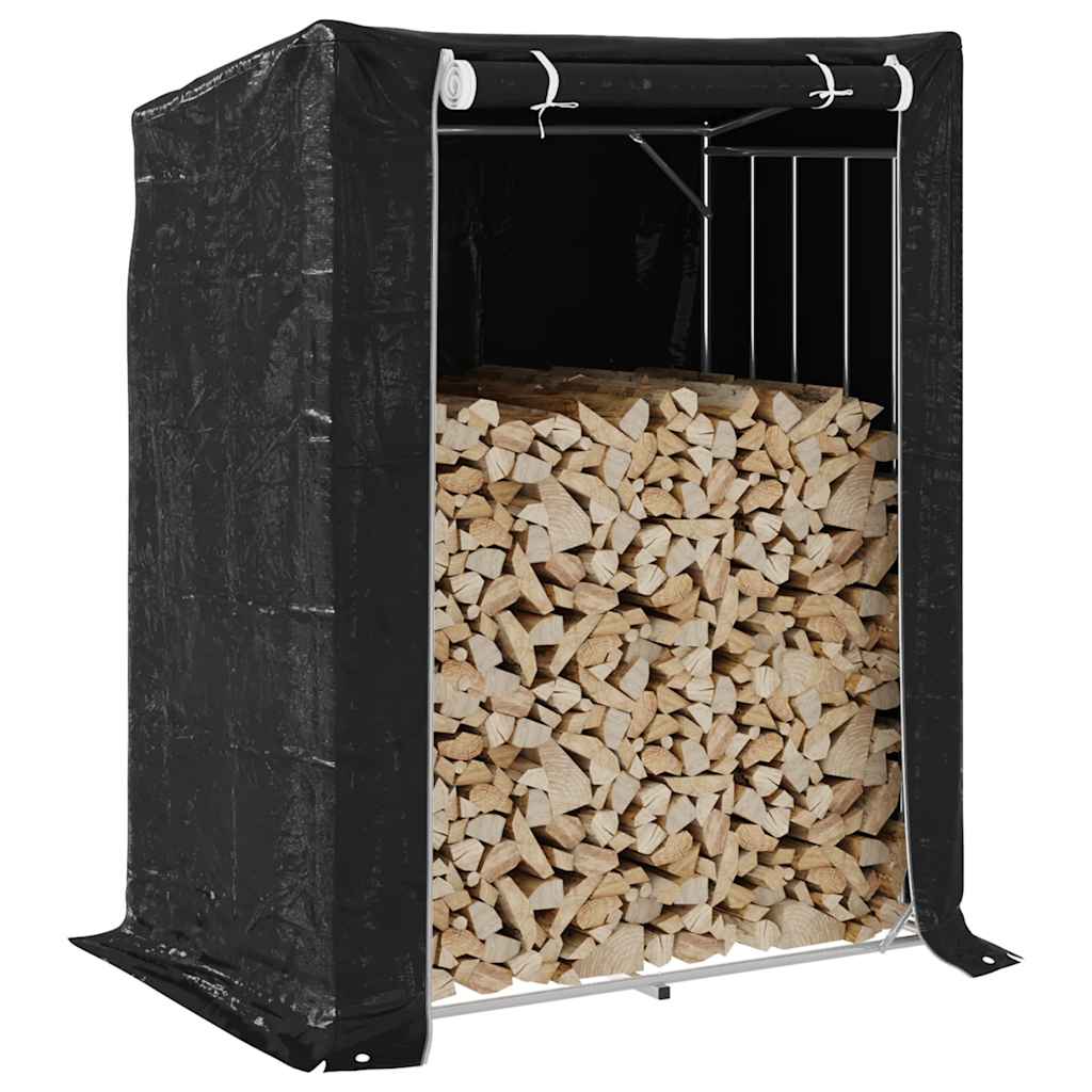 vidaXL Haardhoutrek met regenhoes 100x100x200 cm gegalvaniseerd staal - Aashly