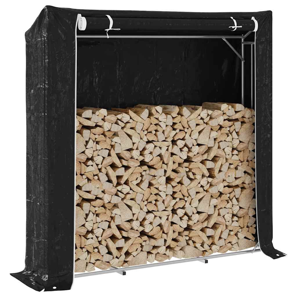 vidaXL Haardhoutrek met regenhoes 100x100x200 cm gegalvaniseerd staal - Aashly