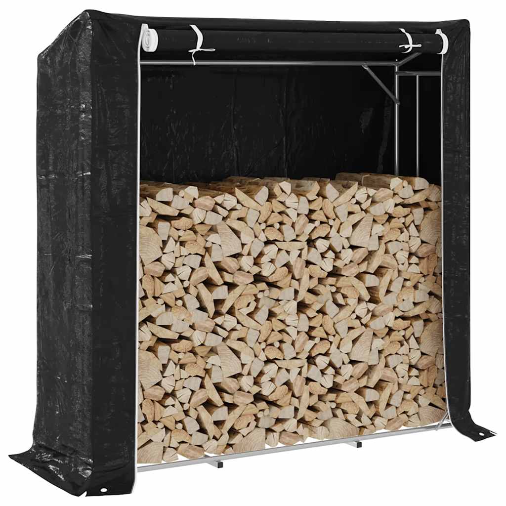 vidaXL Haardhoutrek met regenhoes 100x100x200 cm gegalvaniseerd staal - Aashly