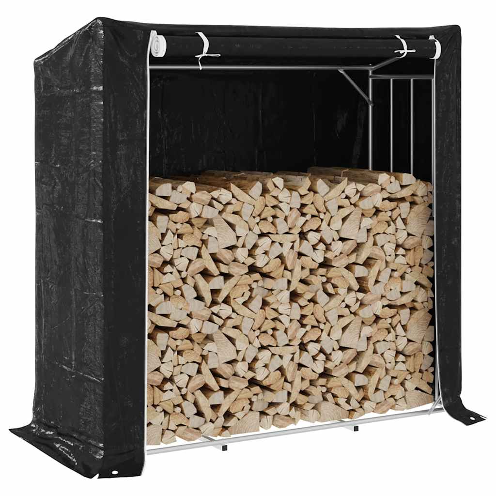 vidaXL Haardhoutrek met regenhoes 100x100x200 cm gegalvaniseerd staal - Aashly