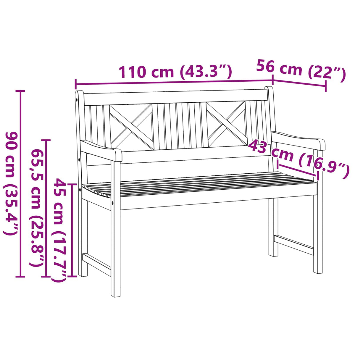 vidaXL Tuinbank 219 cm massief acaciahout
