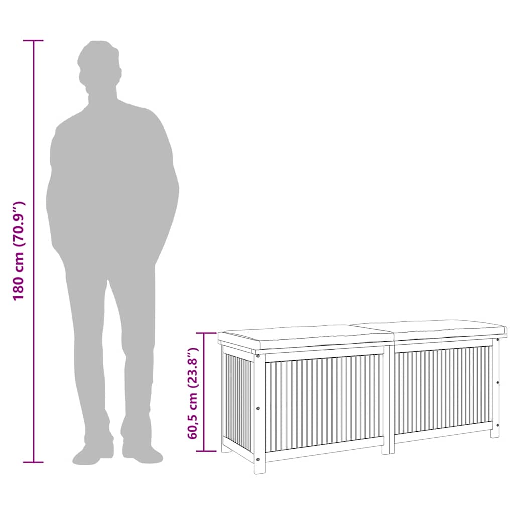 vidaXL Opbergbox voor buiten 113x50x60,5 cm massief acaciahout - Aashly