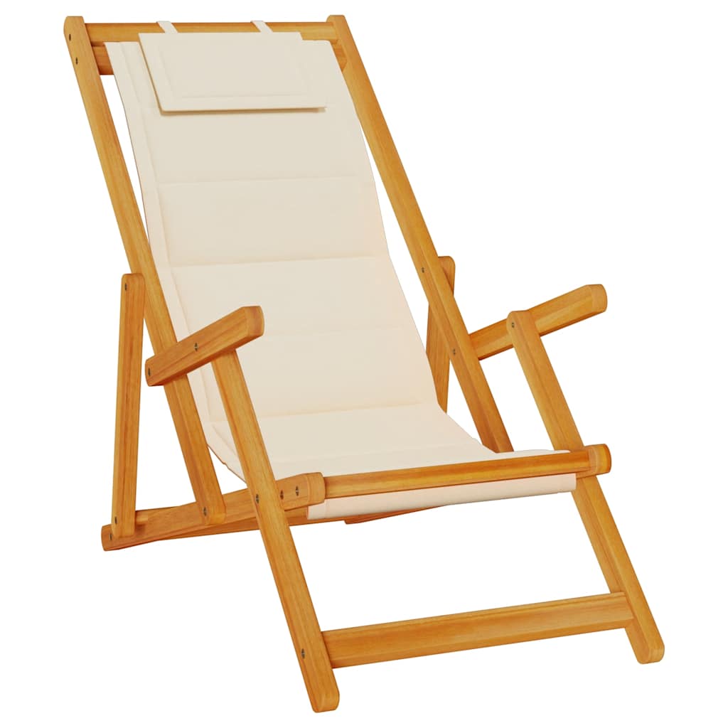 vidaXL Strandstoel inklapbaar met armleuningen acaciahout en textileen - Aashly