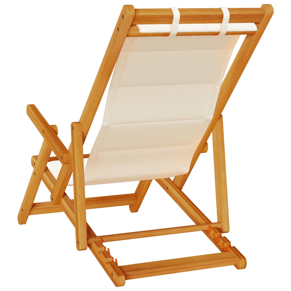 vidaXL Strandstoel inklapbaar met armleuningen acaciahout en textileen - Aashly