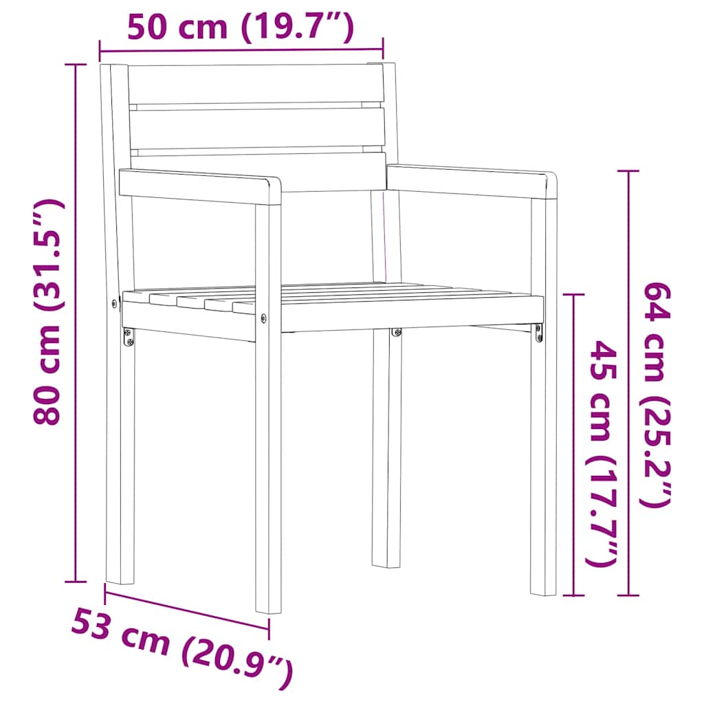 vidaXL Tuinstoelen 4 stuks 50x53x80 cm massief acaciahout - Aashly