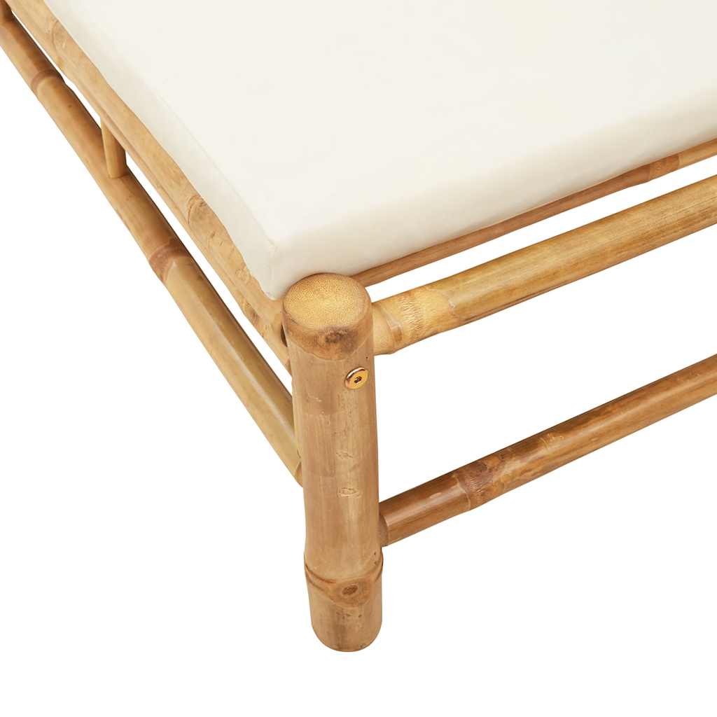 vidaXL Ligstoel met kussens 55x199x30 cm bamboe