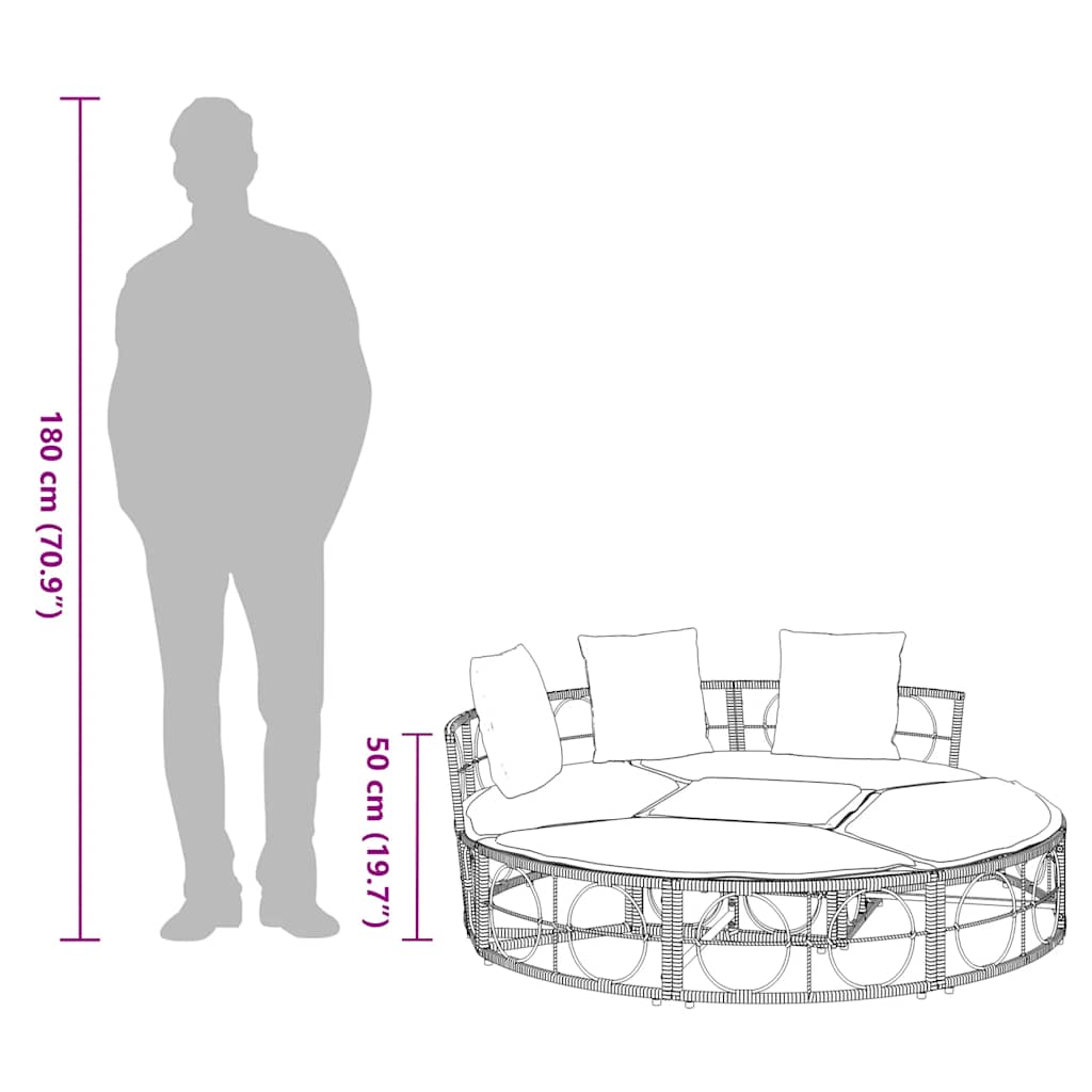 vidaXL Loungebed voor buiten zonder luifel poly rattan zwart - Aashly