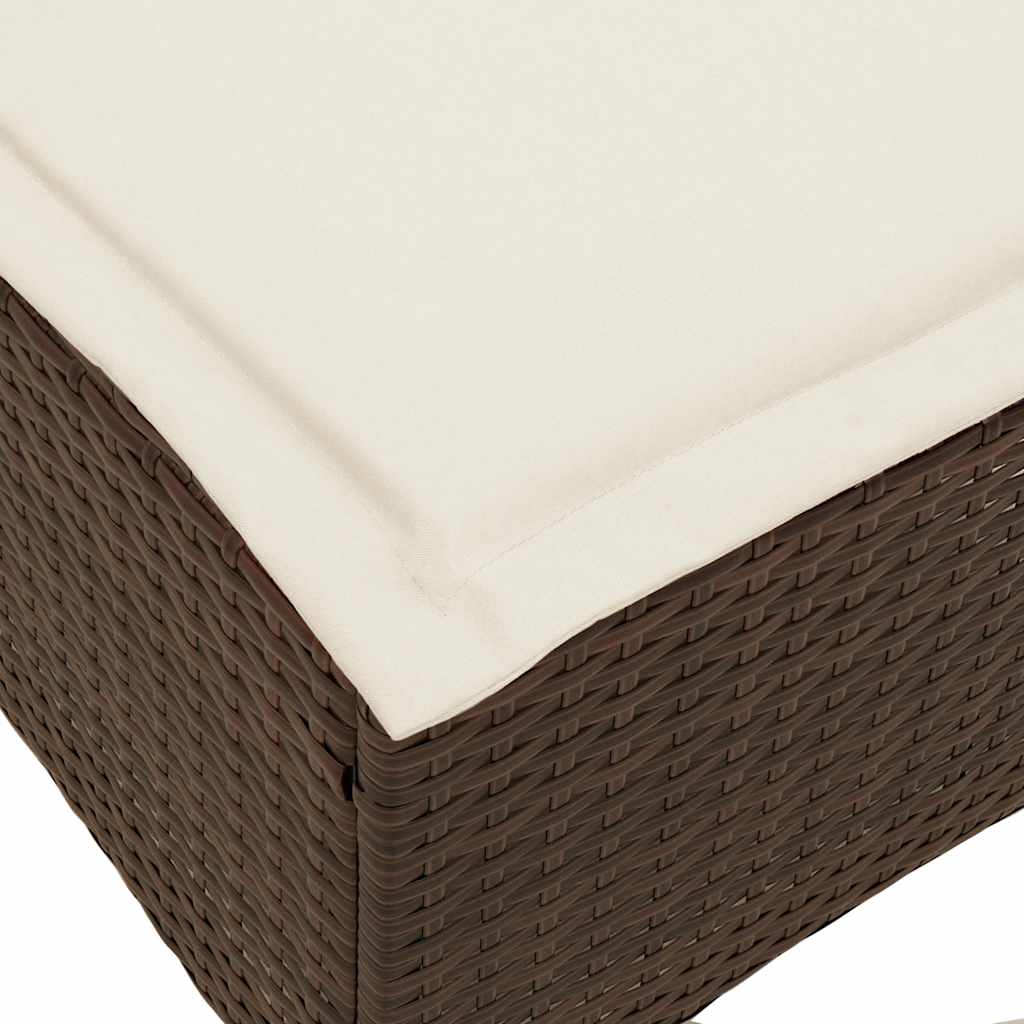 vidaXL Verstelbare tuinbank met kussens L-vormig beige poly rattan - Aashly