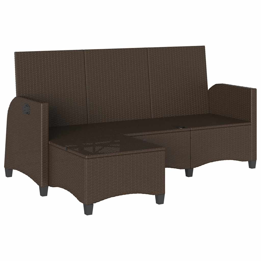 vidaXL Verstelbare tuinbank met kussens L-vormig beige poly rattan - Aashly