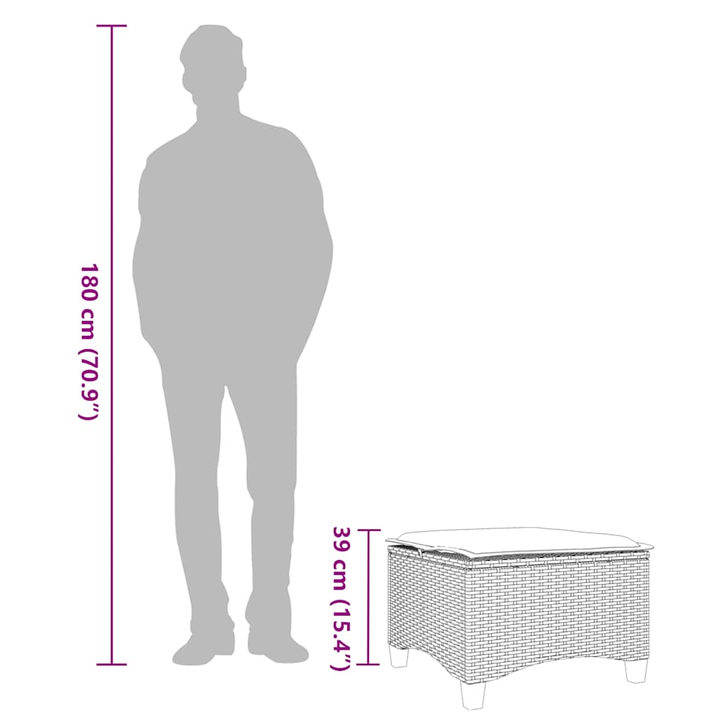 vidaXL Tuinkrukken met kussens 2 st 55x55x36 cm poly rattan grijs - Aashly