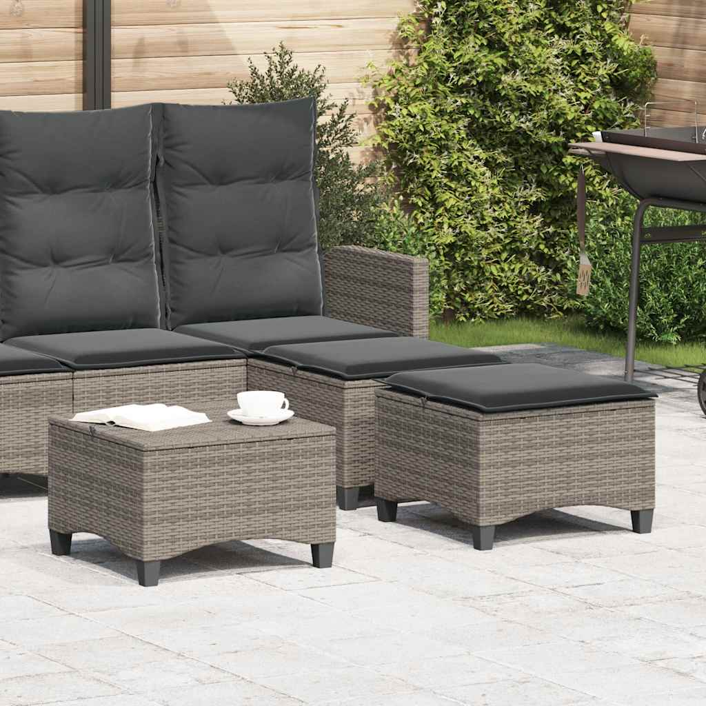 vidaXL Tuinkrukken met kussens 2 st 55x55x36 cm poly rattan grijs - Aashly