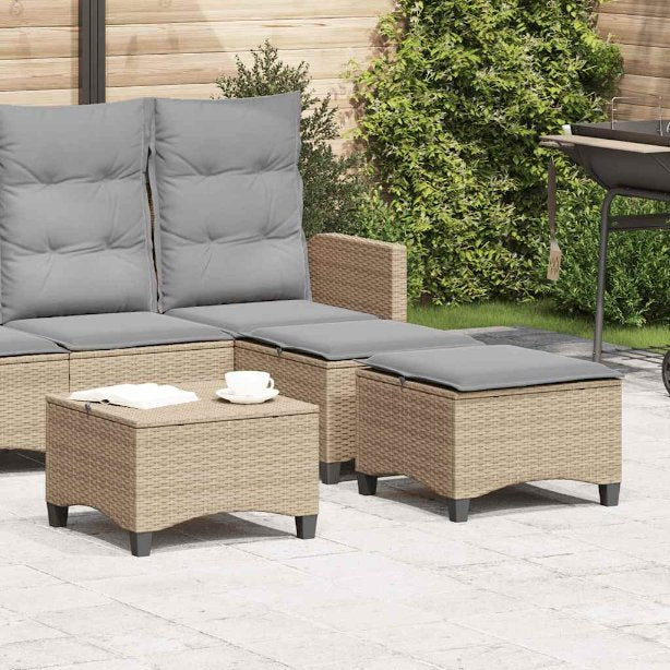 vidaXL Tuinkrukken met kussens 2 st 55x55x36 cm poly rattan grijs - Aashly