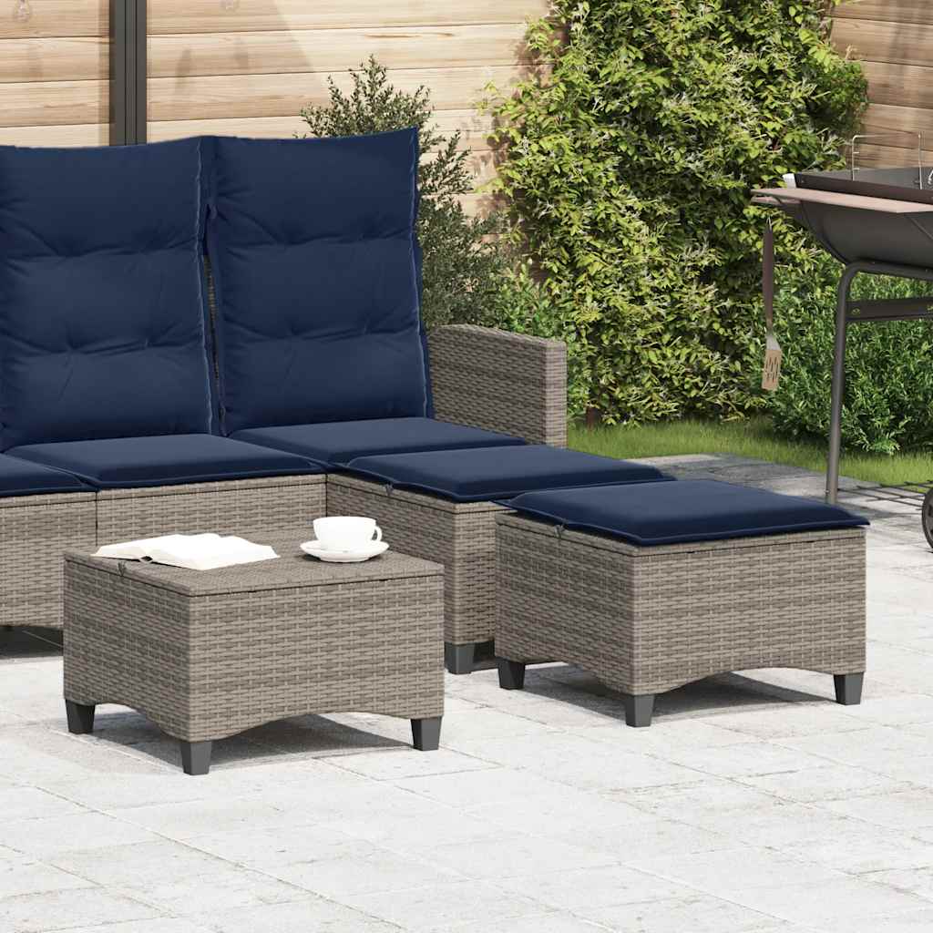 vidaXL Tuinkrukken met kussens 2 st 55x55x36 cm poly rattan grijs - Aashly