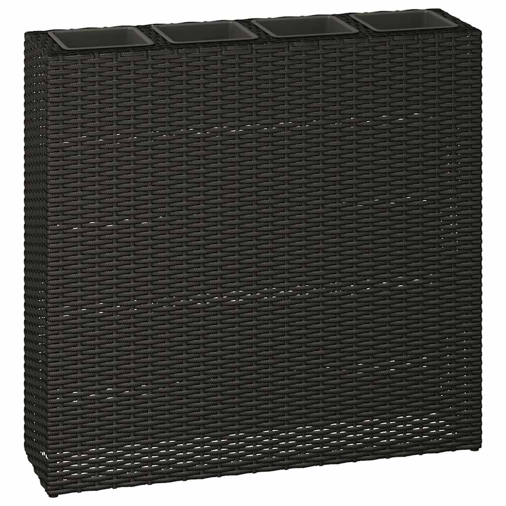 vidaXL Plantenbak verhoogd met 4 potten poly rattan zwart - Aashly