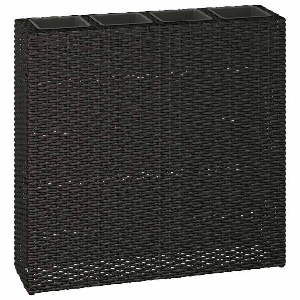 vidaXL Plantenbak verhoogd met 4 potten poly rattan zwart - Aashly