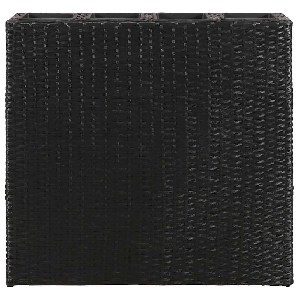 vidaXL Plantenbak verhoogd met 4 potten poly rattan zwart - Aashly