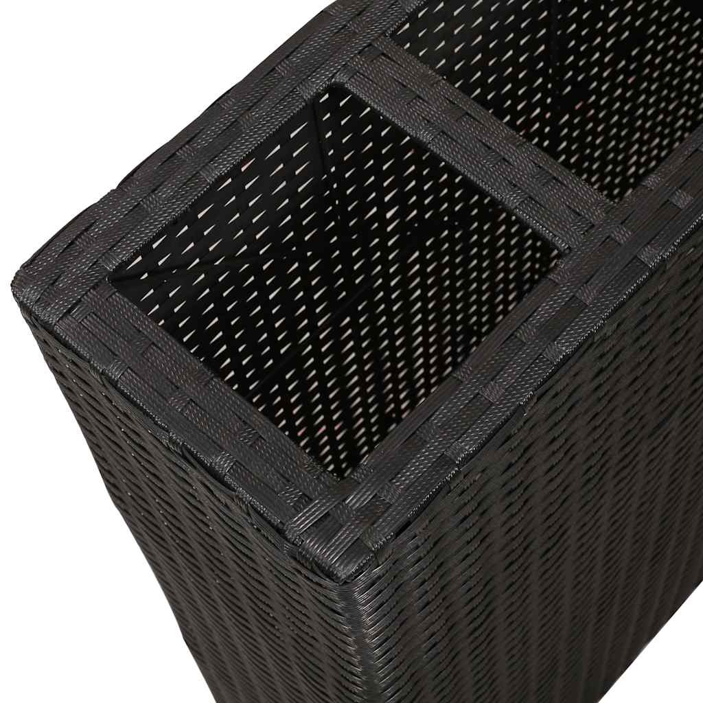 vidaXL Plantenbak verhoogd met 4 potten poly rattan zwart - Aashly