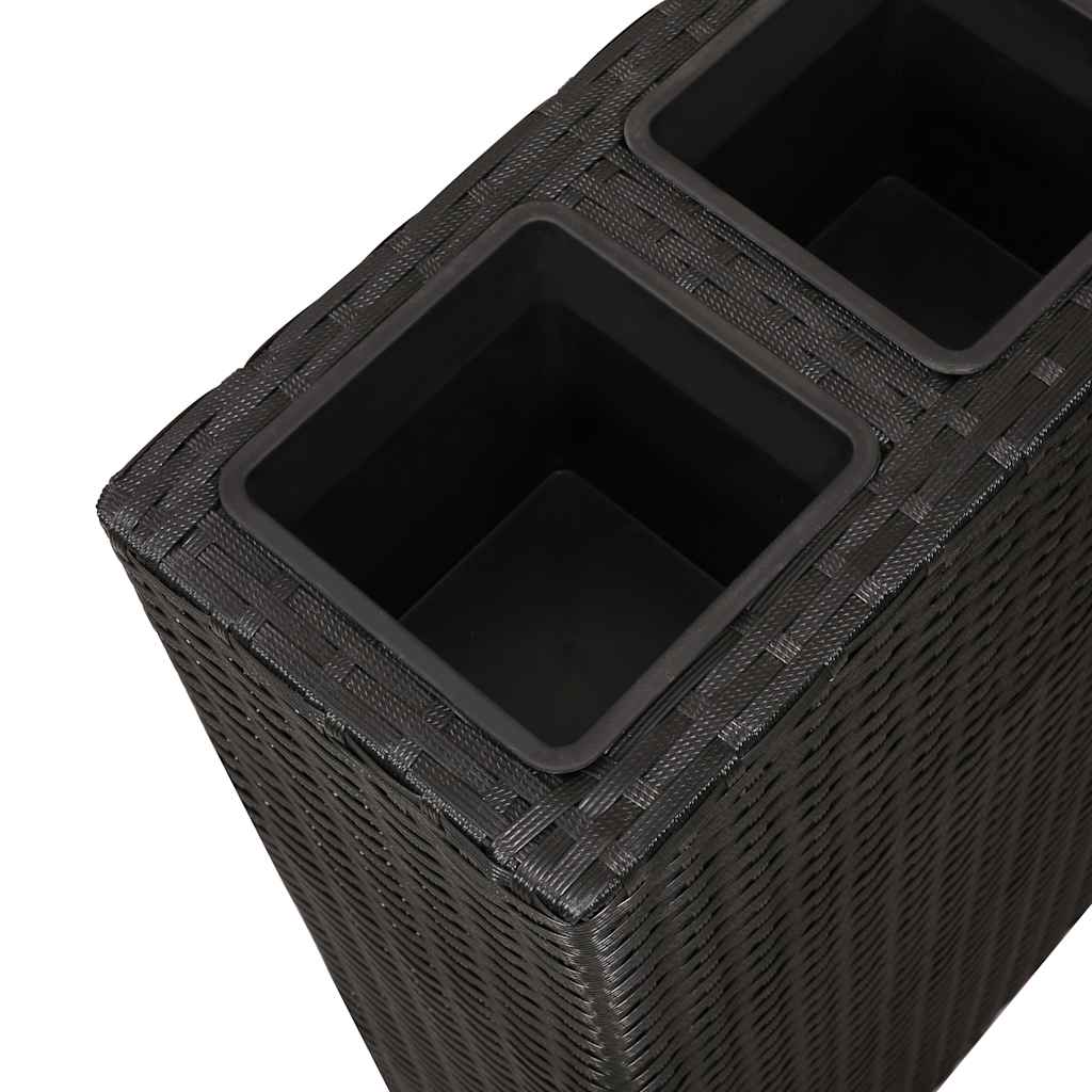 vidaXL Plantenbak verhoogd met 4 potten poly rattan zwart - Aashly
