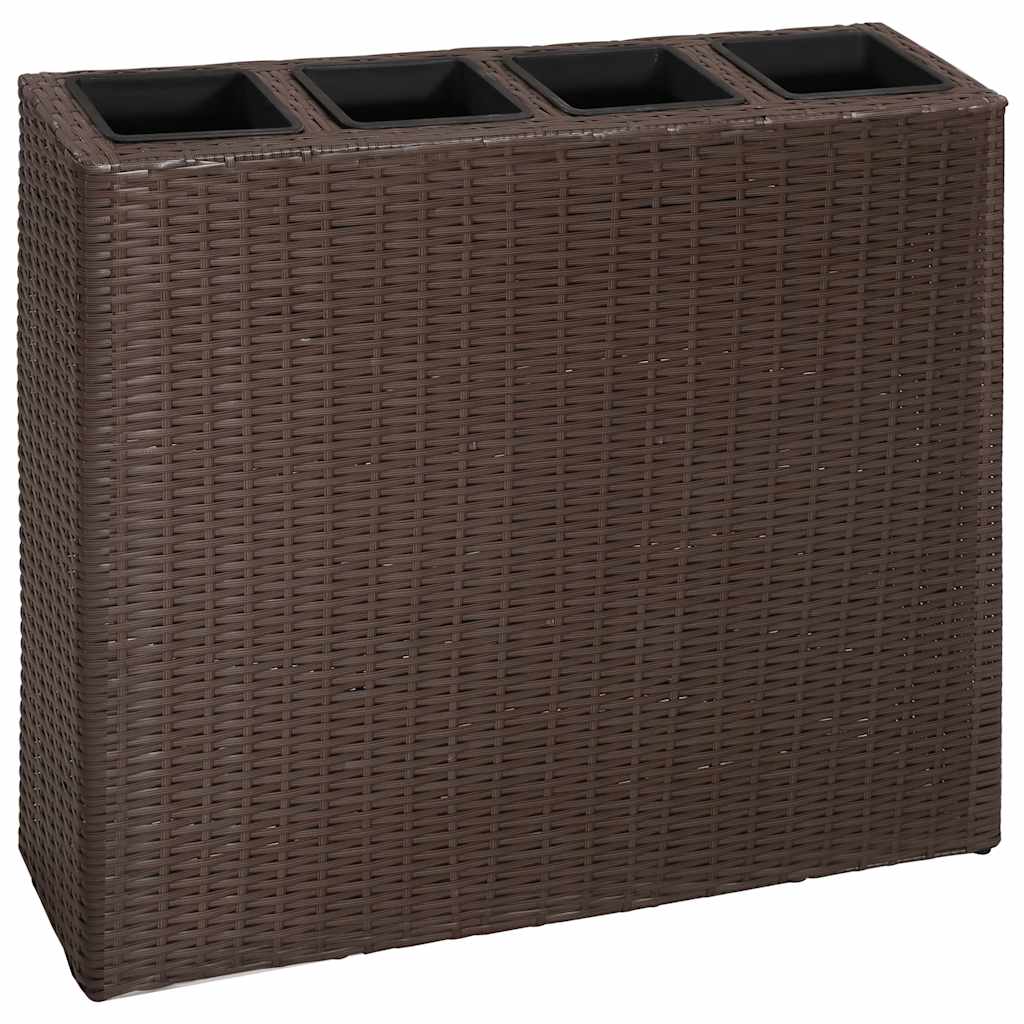 vidaXL Plantenbak verhoogd met 4 potten poly rattan zwart - Aashly