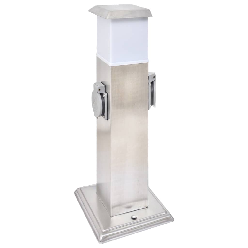 Outdoor socket on column with lamp (black)