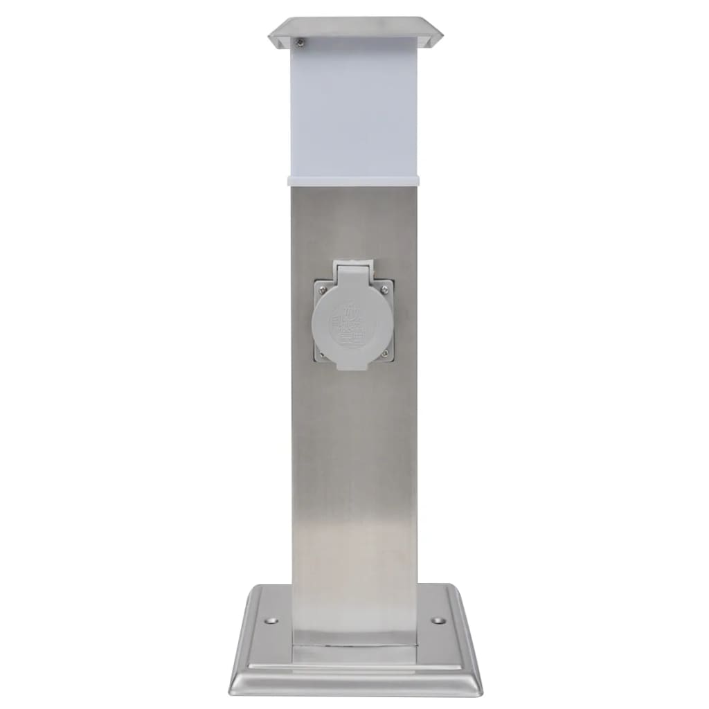 Outdoor socket on column with lamp (black)