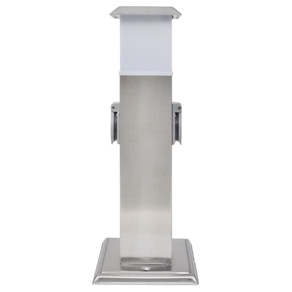 Outdoor socket on column with lamp (black)