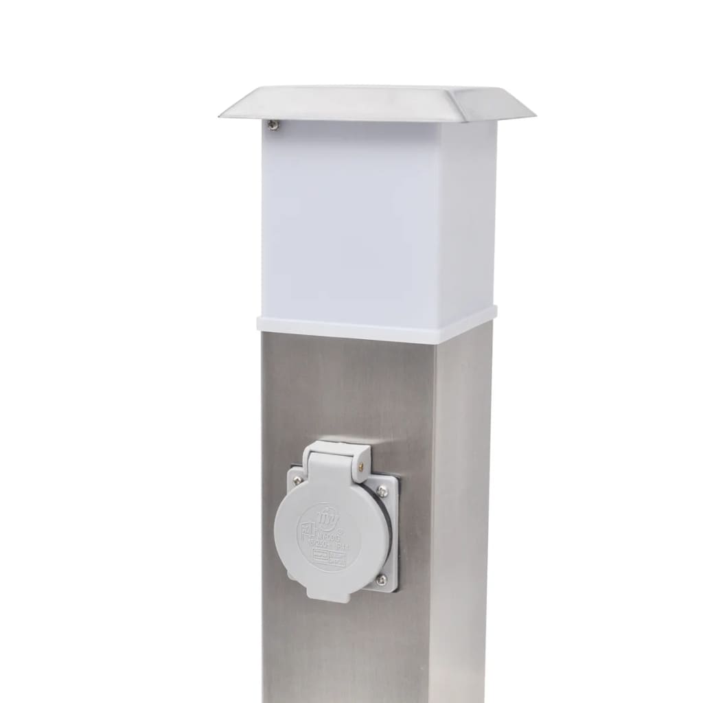 Outdoor socket on column with lamp (black)