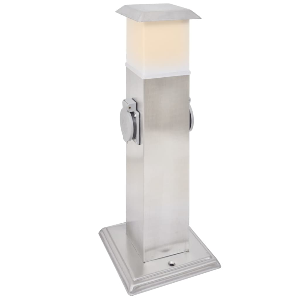 Outdoor socket on column with lamp (black)