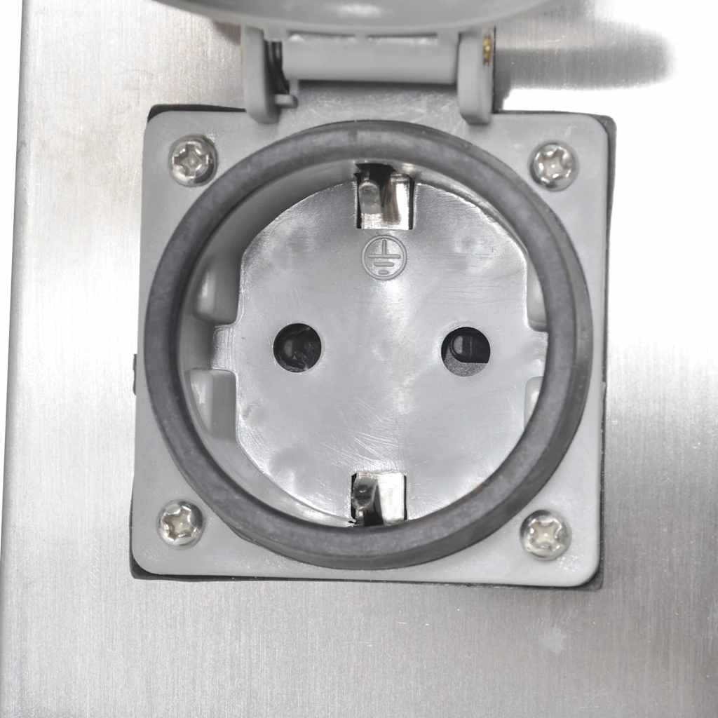 Outdoor socket on column with lamp (black)