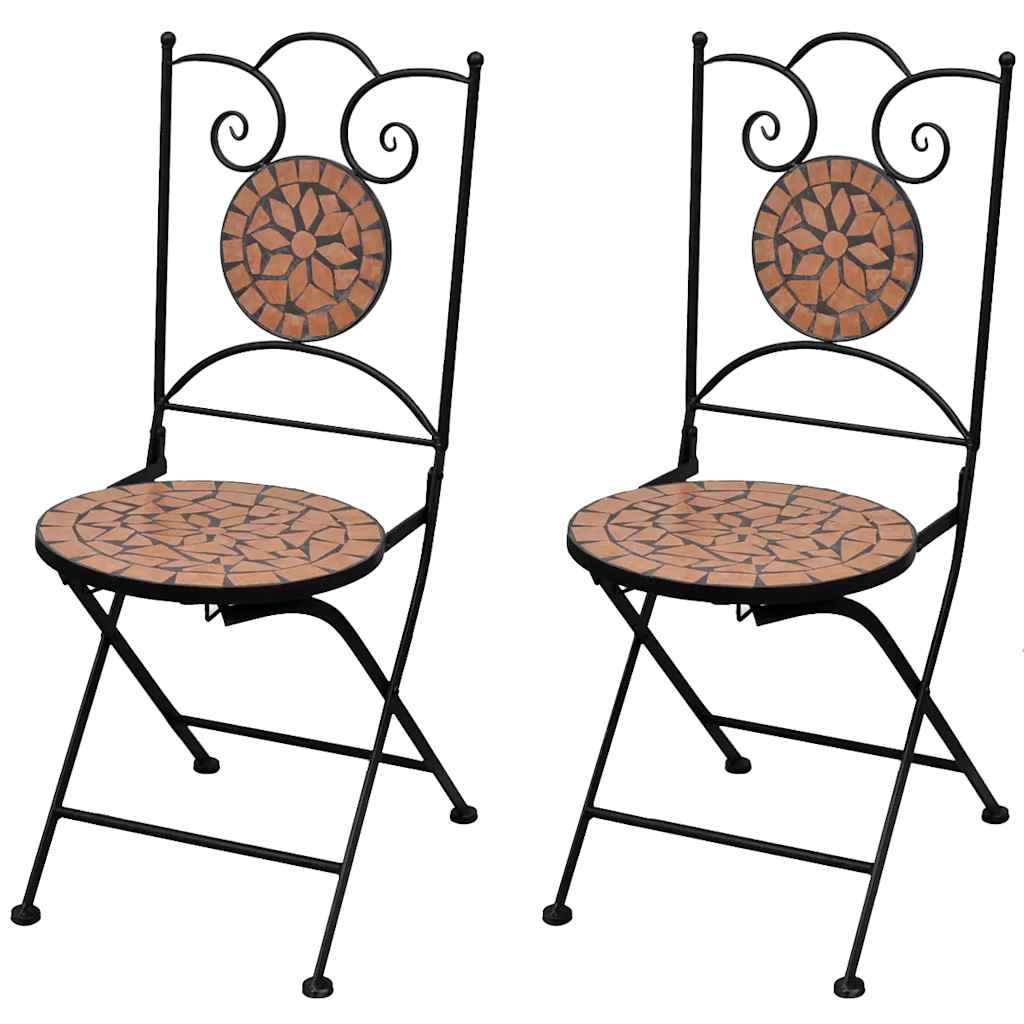 vidaXL Bistrostoelen inklapbaar 2 st keramiek terracottakleurig - Aashly