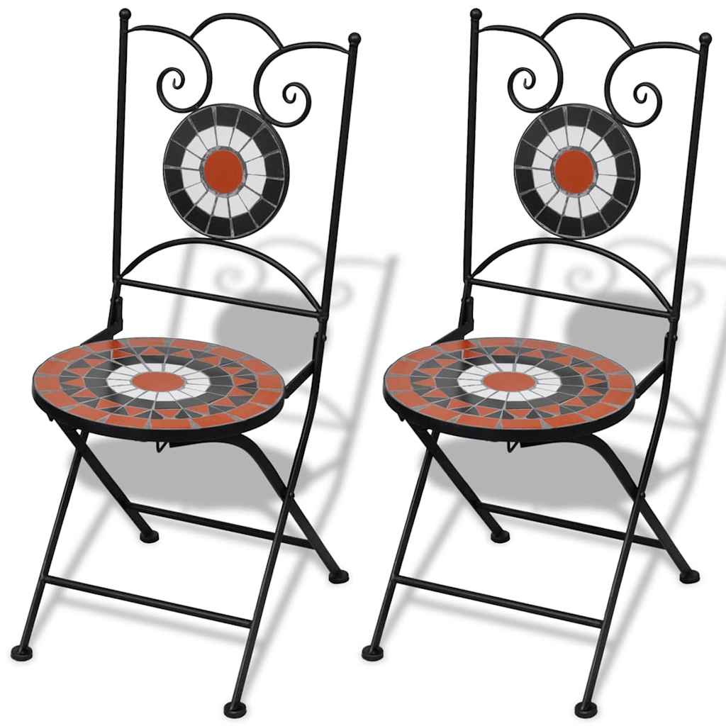 vidaXL Bistrostoelen inklapbaar 2 st keramiek terracottakleurig - Aashly