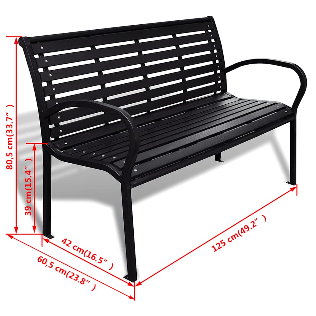 vidaXL Tuinbank 125 cm staal en HKC zwart