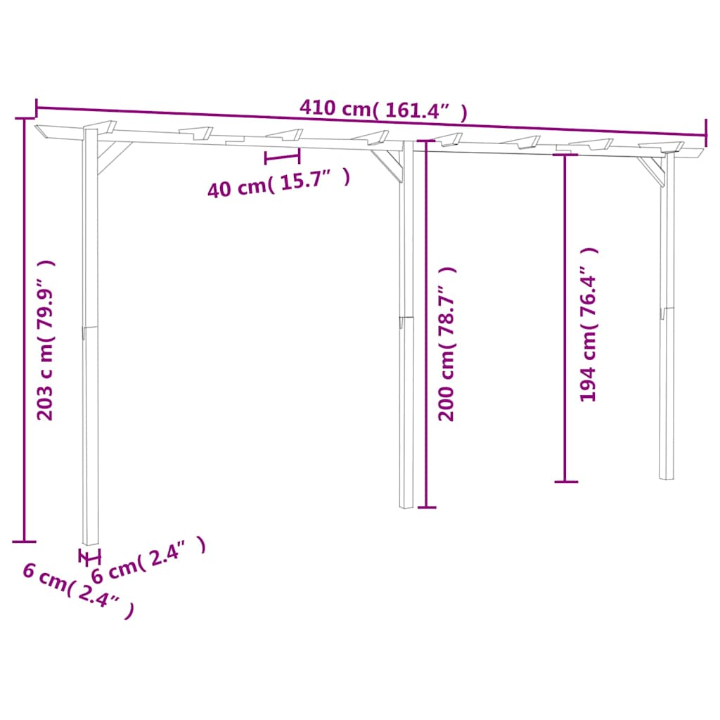 vidaXL Pergola 410x40x203 cm hout - Aashly