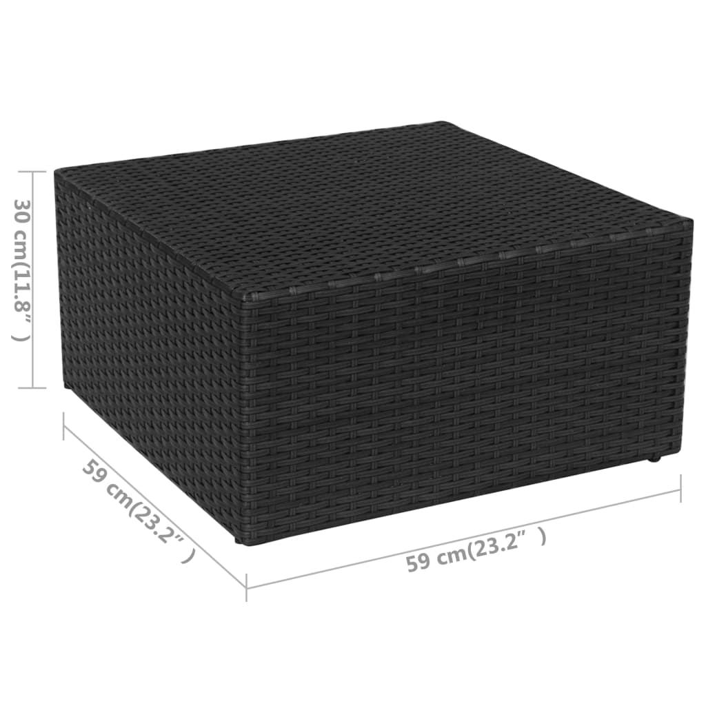 vidaXL Tuinstoel met voetenbank poly rattan zwart - Aashly