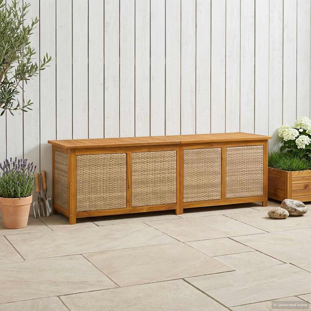 vidaXL Tuinopslagdoos 185 L Massief Acaciahout 60 x 50 x 56 cm Zwart