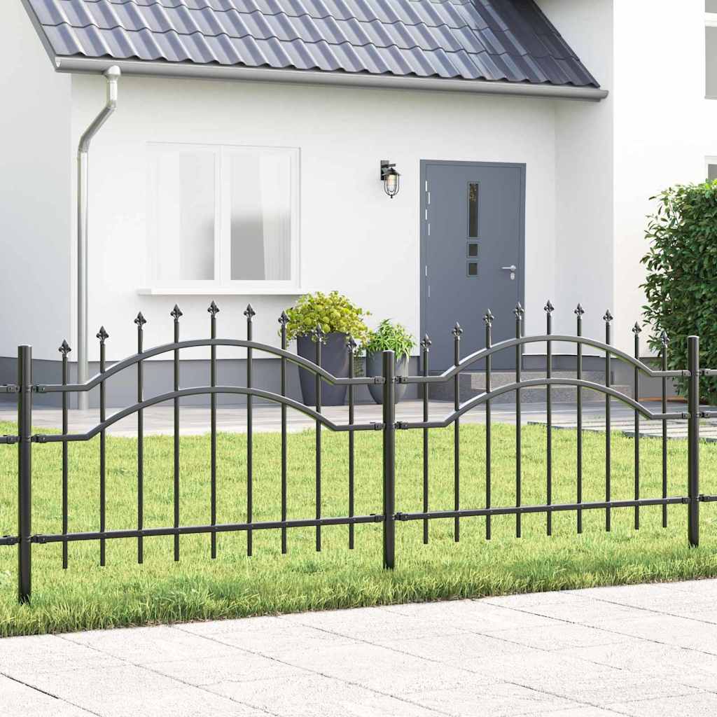 vidaXL Tuinhek met spijlpunten 115 cm gepoedercoat staal zwart