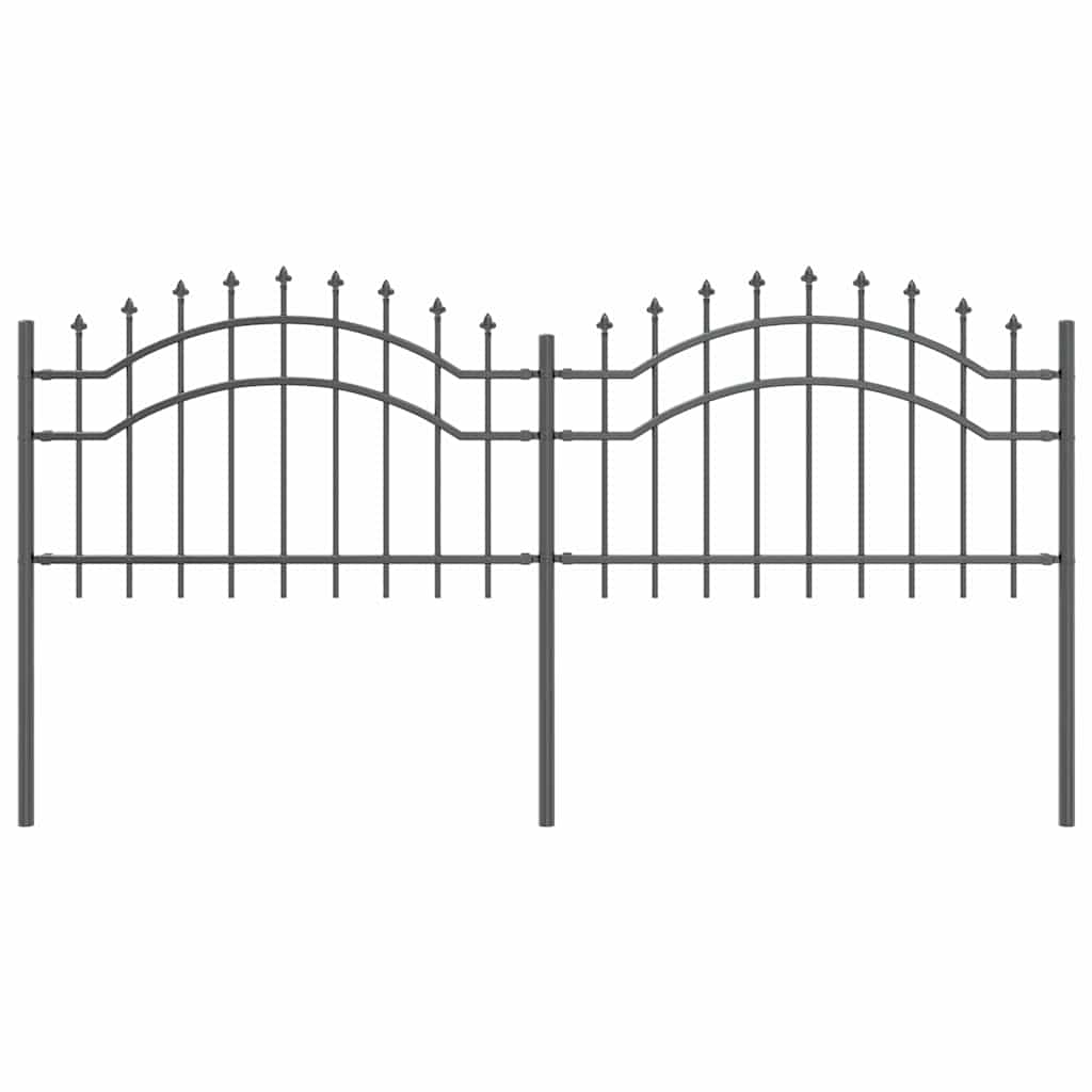 vidaXL Tuinhek met spijlpunten 115 cm gepoedercoat staal zwart