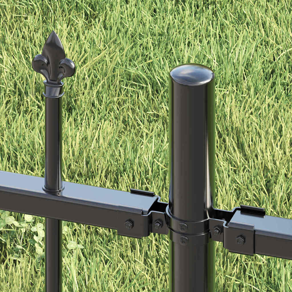 vidaXL Tuinhek met spijlpunten 115 cm gepoedercoat staal zwart
