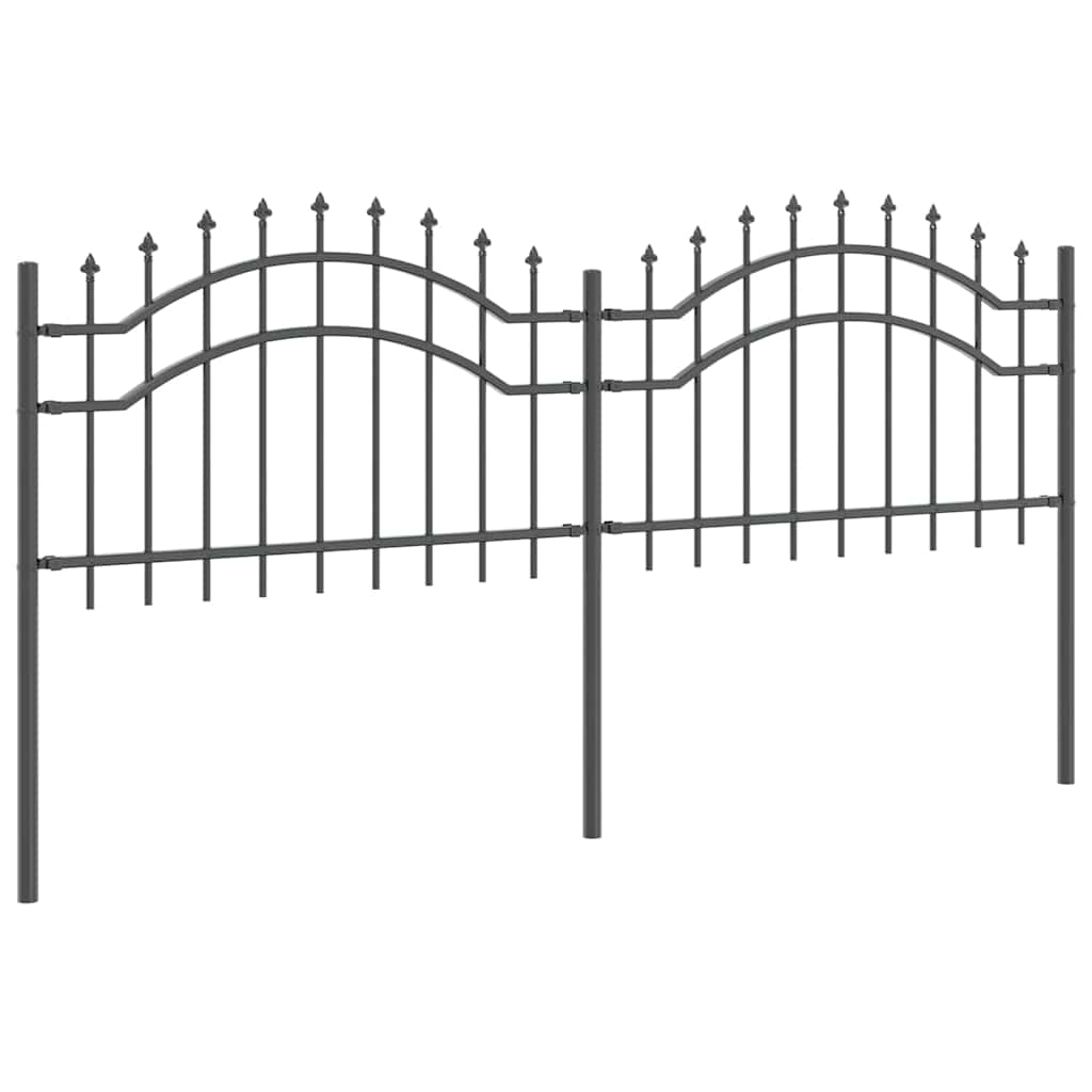 vidaXL Tuinhek met spijlpunten 115 cm gepoedercoat staal zwart