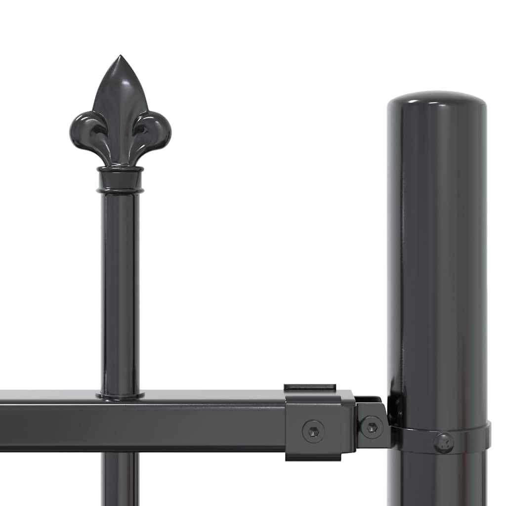 vidaXL Tuinhek met spijlpunten 115 cm gepoedercoat staal zwart