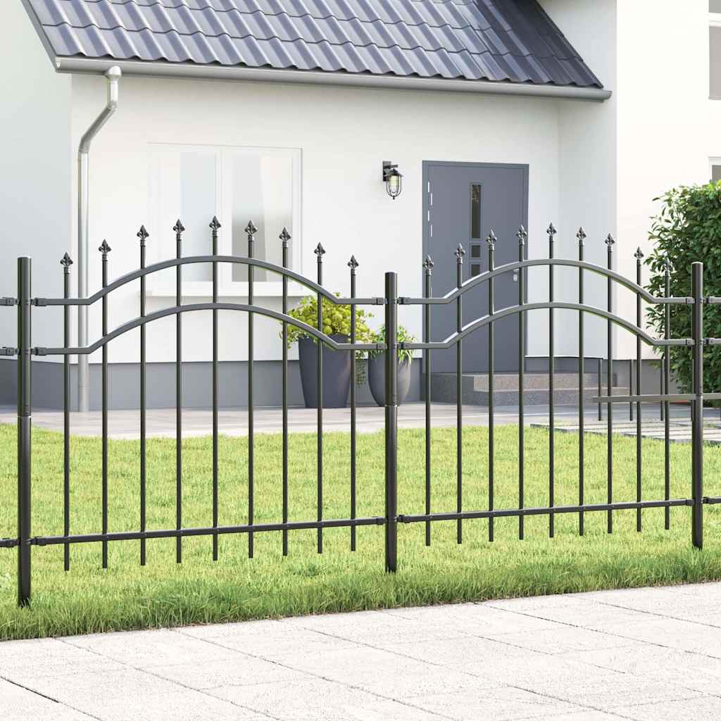 vidaXL Tuinhek met spijlpunten 115 cm gepoedercoat staal zwart
