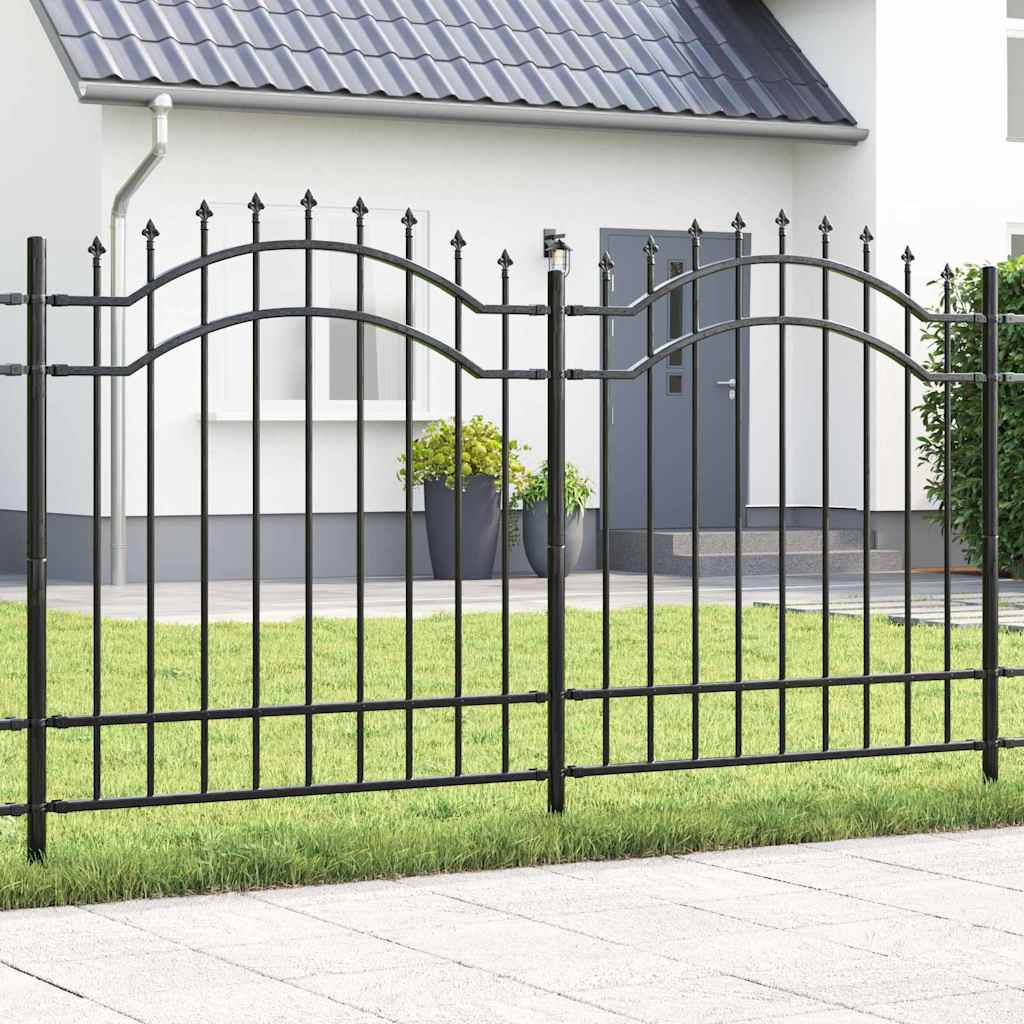 vidaXL Tuinhek met spijlpunten 115 cm gepoedercoat staal zwart