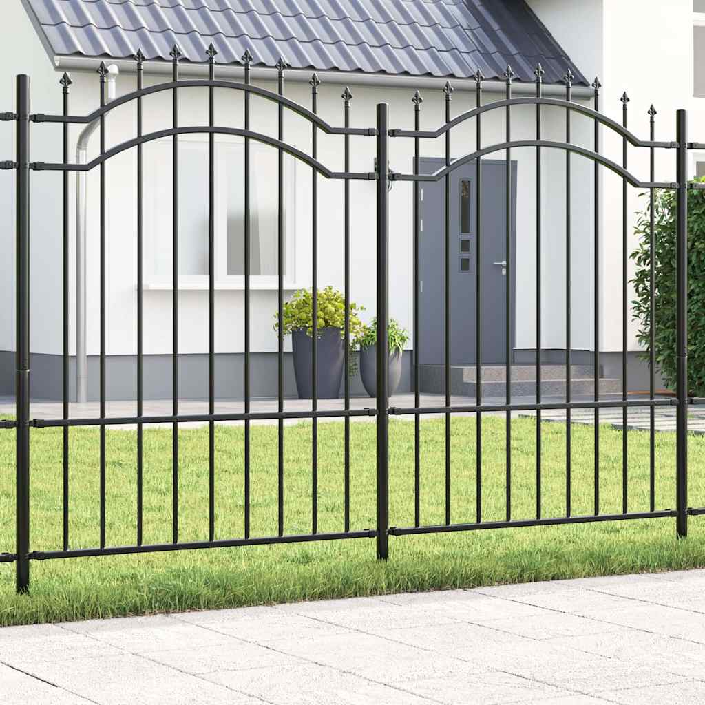 vidaXL Tuinhek met spijlpunten 115 cm gepoedercoat staal zwart