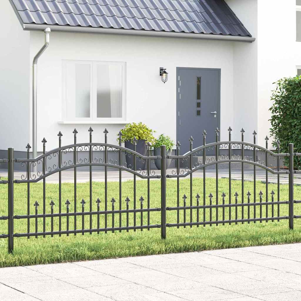 vidaXL Tuinhek met spijlpunten 222 cm gepoedercoat staal zwart