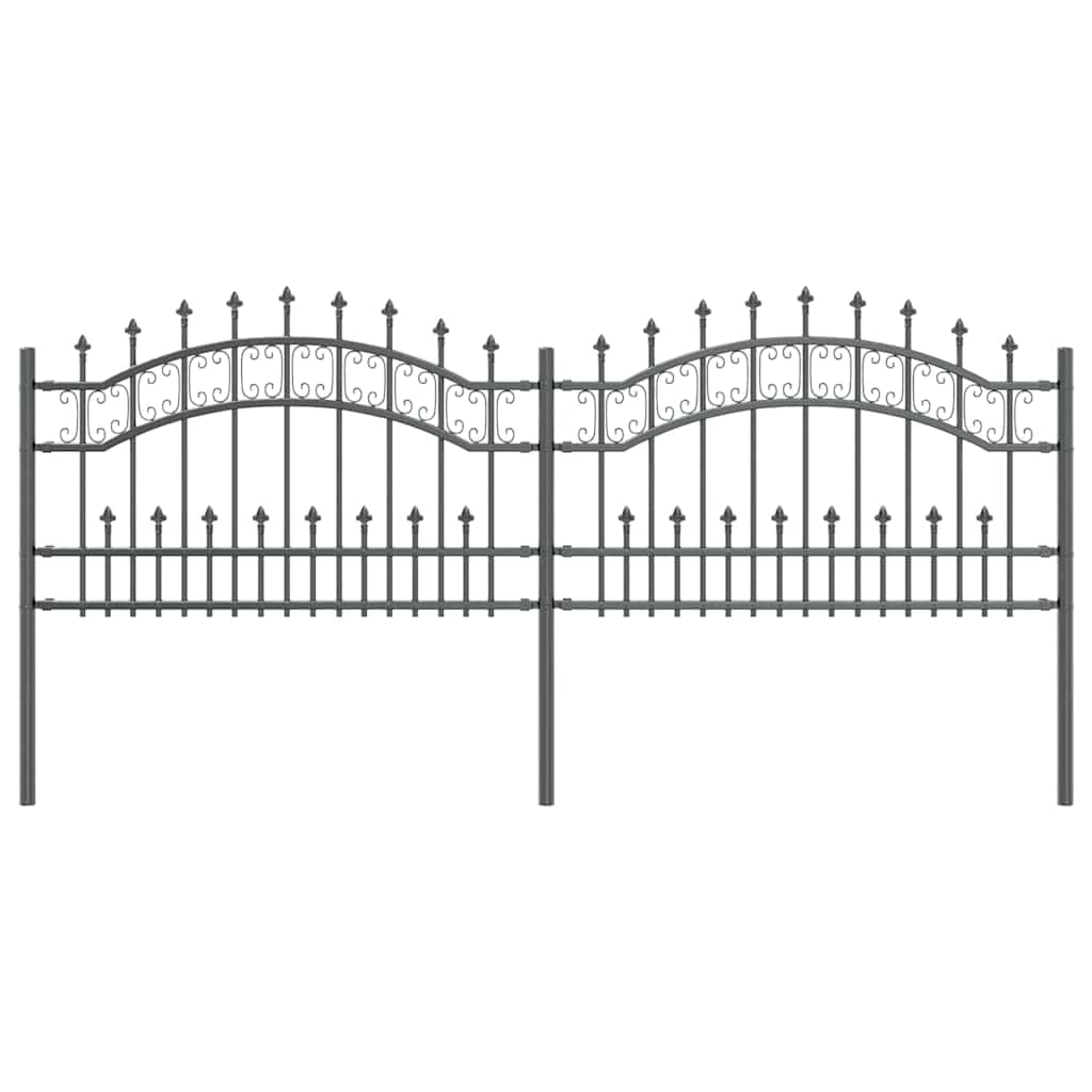 vidaXL Tuinhek met spijlpunten 222 cm gepoedercoat staal zwart