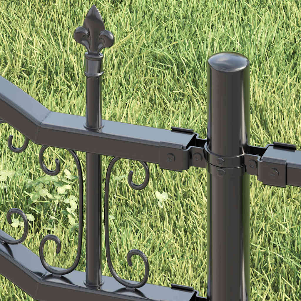 vidaXL Tuinhek met spijlpunten 222 cm gepoedercoat staal zwart