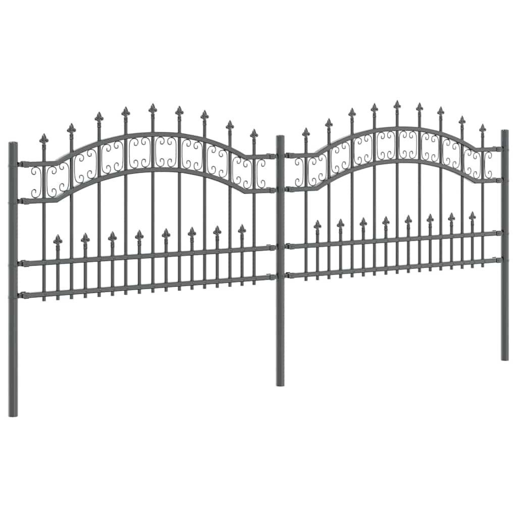 vidaXL Tuinhek met spijlpunten 222 cm gepoedercoat staal zwart