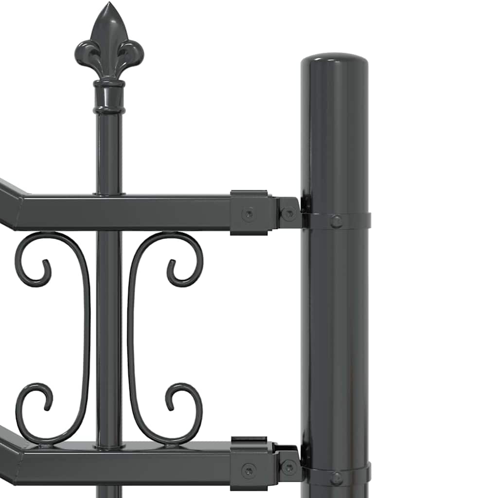 vidaXL Tuinhek met spijlpunten 222 cm gepoedercoat staal zwart